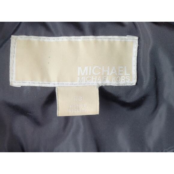 Michael Kors Jacket Women's Black Down Parka Coat Belted Faux Fur Hooded Sz XXS - Picture 8 of 16